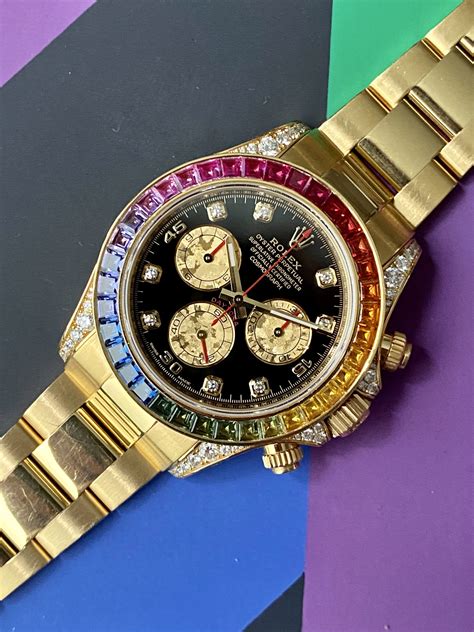 daytona rainbow yellow gold price|rolex rainbow daytona price.